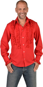 Party Blouse Rouches Zijden Rood Rood - Zalm