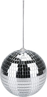 Party Casa discobal kerstbal - zilver - D15 cm - kunststof - discobol - Kerstbal