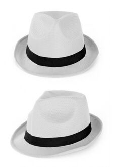 Party feest gleufhoedje - wit - verkleed trilby hoed - kleuren/maffia/gangster thema feest