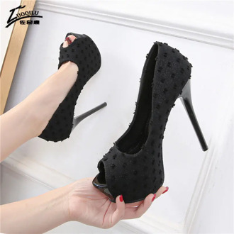 party heels women Autumn Fashion Platform Women Pumps High Heels14&12&10cm Shoes Women's Peep Toe Shallow Sexy Party Shoes 2020