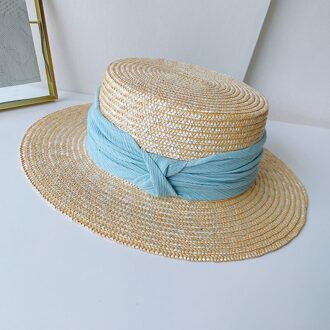 Party Hoed Klassieke Effen Kleur Strik Stro Hoeden Lente Zomer Vrouwen Platte Zonnehoed Chapeu Feminino 3