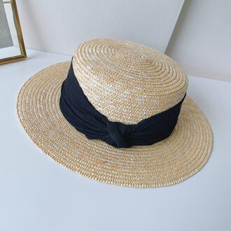 Party Hoed Klassieke Effen Kleur Strik Stro Hoeden Lente Zomer Vrouwen Platte Zonnehoed Chapeu Feminino 4