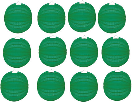 Party Lampion van papier - 12x - ronde vorm - groen - Dia 22 cm