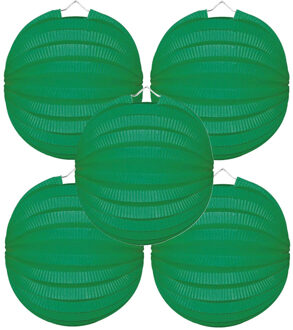 Party Lampion van papier - 15x - ronde vorm - groen - Dia 22 cm