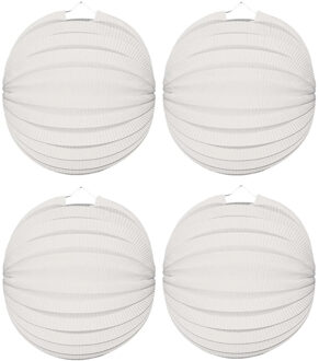 Party Lampion van papier - 8x - ronde vorm - wit - Dia 22 cm