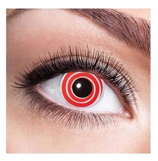 Party lenzen - Verkleed ogen voor een Grazy horror clown - wit/rood - Maandlenzen Multi