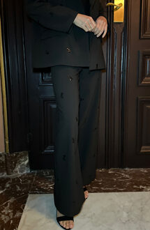 Party: Pailletten Detail Pantalon Stripe Zwart