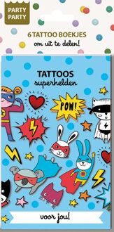 Party Party 6 Tattoo boekjes - Superhelden -  Interstat (ISBN: 9789464327816)