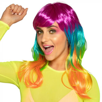 Party pruik multikleur Multikleur - Print