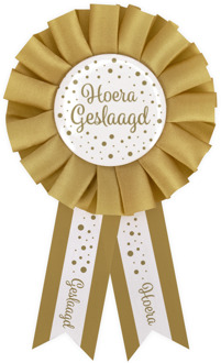 Party Rozet Hoera Geslaagd Goud/Wit Multikleur - Print