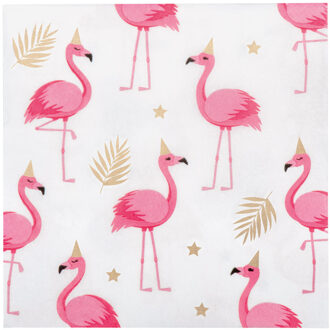 Party Servetten Flamingo (20st) Multikleur - Print