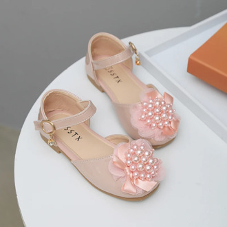 Party Shoes For Girls 2020 Spring Summer Kids Flats Children's Princess Shoes Pearls With Lace Sweet Soft Medium Big Girl Shoes