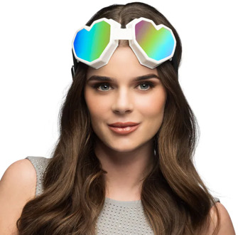 Party Skibril Hartjes Wit Festilove Wit - Transparant