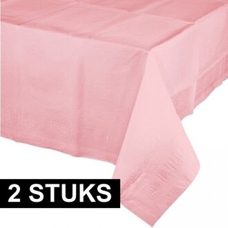 Party/verjaardag Tafelkleed - 2x - roze - 274 x 137 cm - tafellaken van papier