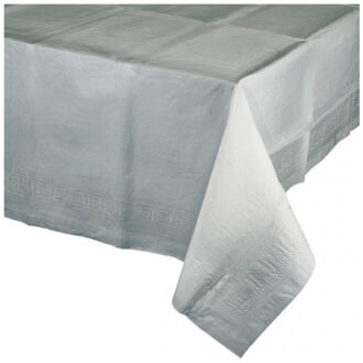Party/Verjaardag Tafelkleed - zilvergrijs - 274 x 137 cm - tafellaken van papier