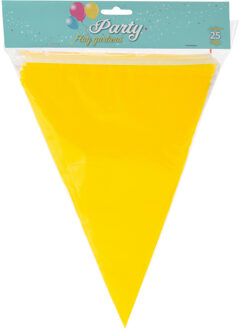 Party Vlaggenlijn - binnen/buiten - plastic - geel - 600 cm - 25 vlaggetjes