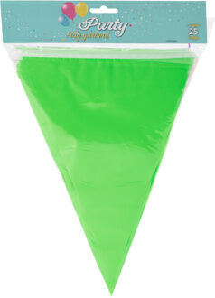 Party Vlaggenlijn - binnen/buiten - plastic - groen - 600 cm - 25 vlaggetjes