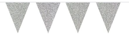 Party Vlaggenlijn - binnen - papier - zilver - 6 m - 25 vlaggetjes