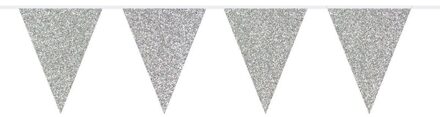 Party Vlaggenlijn - binnen - papier - zilver - 6 m - 25 vlaggetjes