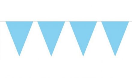 Party Vlaggenlijn puntvlaggetjes - 1x - kunststof - blauw - 10 meter - Slinger - versiering
