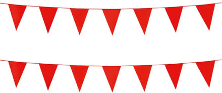 Party Vlaggenlijn puntvlaggetjes - 2x - kunststof - rood - 10 meter - Slinger - versiering