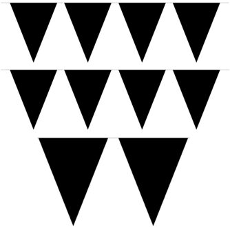 Party Vlaggenlijn puntvlaggetjes - 2x - kunststof - zwart - 10 meter - Slinger - versiering