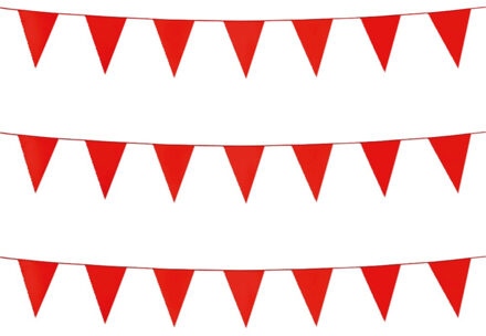Party Vlaggenlijn puntvlaggetjes - 3x - kunststof - rood - 10 meter - Slinger - versiering
