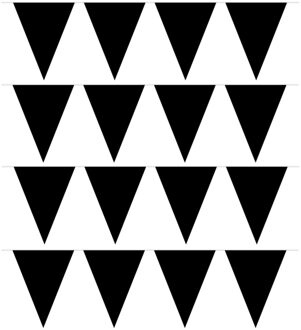Party Vlaggenlijn puntvlaggetjes - 4x - kunststof - zwart - 10 meter - Slinger - versiering