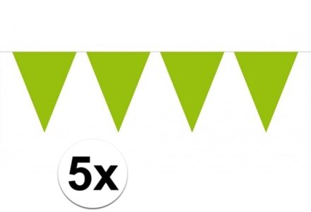 Party Vlaggenlijn puntvlaggetjes - 5x - kunststof - groen - 10 meter - Slinger - versiering