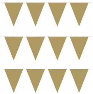 Party Vlaggenlijn puntvlaggetjes - 5x stuks - kunststof - goud - 10 meter - Slinger - versiering