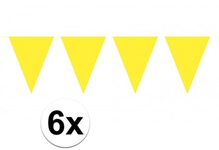 Party Vlaggenlijn puntvlaggetjes - 6x - kunststof - geel - 10 meter - Slinger - versiering