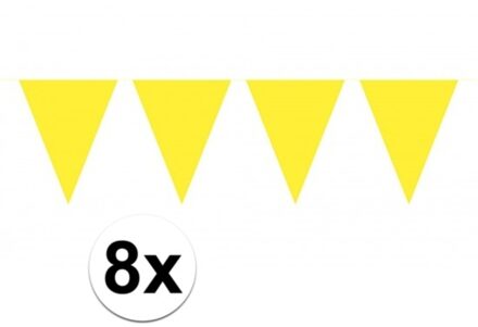 Party Vlaggenlijn puntvlaggetjes - 8x - kunststof - geel - 10 meter - Slinger - versiering