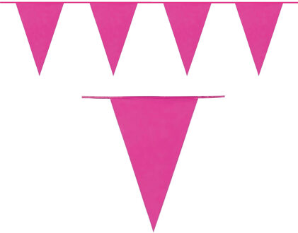 Party Vlaggenlijn puntvlaggetjes - kunststof - fuchsia - 10 meter - Slinger - versiering