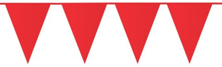 Party Vlaggenlijn puntvlaggetjes - kunststof - rood - 10 meter - Slinger - versiering