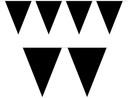 Party Vlaggenlijn puntvlaggetjes - kunststof - zwart - 10 meter - Slinger - versiering