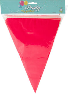 Party Vlaggenlijn - rood - 6 m - 25 vlaggetjes - binnen/buiten - plastic