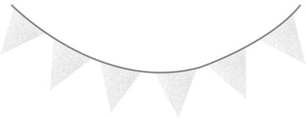Party vlaggenlijn - zilver met glitters - Glitter and Glamour - 600 cm - feestversiering - Vlaggenlijnen Zilverkleurig