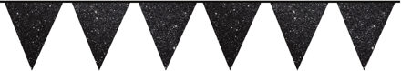 Party vlaggenlijn - zwart met glitters - Glitter and Glamour - 600 cm - feestartikelen/versieringen