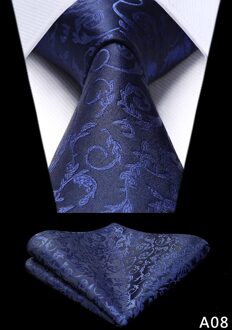 Party Wedding mannen Zijde Geweven Check Paisley Gestreepte Hals Tie Pocket Plein Set Klassieke Zakelijke Banden A08