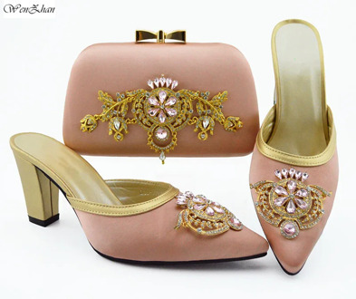 Party Wedding Shoes with bag set perfect match African sandals Italian shoes and bags to match in 9colors 38-43 WENZHAN B95-22