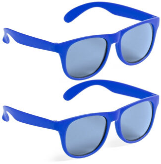 Party zonnebril - 2x - blauw - kunststof - UV400 - verkleedbril voor volwassenen
