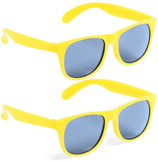 Party zonnebril - 2x - geel - kunststof - UV400 - verkleedbril voor volwassenen