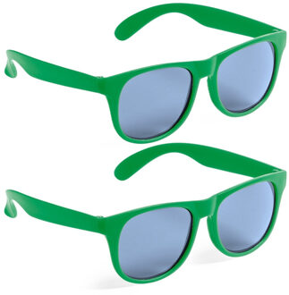 Party zonnebril - 2x - groen - kunststof - UV400 - verkleedbril voor volwassenen