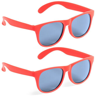 Party zonnebril - 2x - rood - kunststof - UV400 - verkleedbril voor volwassenen