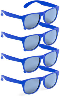 Party zonnebril - 4x - blauw - kunststof - UV400 - verkleedbril voor volwassenen