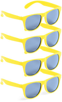 Party zonnebril - 4x - geel - kunststof - UV400 - verkleedbril voor volwassenen