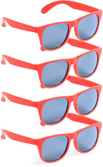 Party zonnebril - 4x - rood - kunststof - UV400 - verkleedbril voor volwassenen