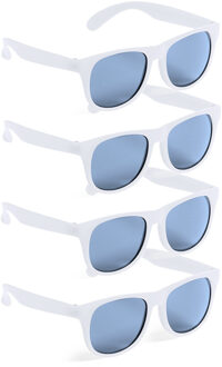 Party zonnebril - 4x - wit - kunststof - UV400 - verkleedbril voor volwassenen