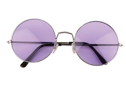 Party zonnebril - Hippie Flower Power Sixties - grote XL ronde glazen - paars
