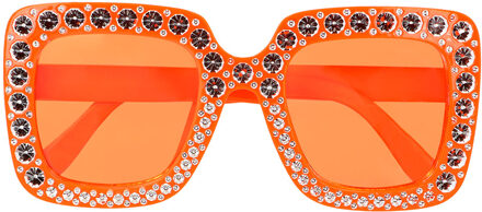 Partybril Bling Bling Oranje Multikleur - Print
